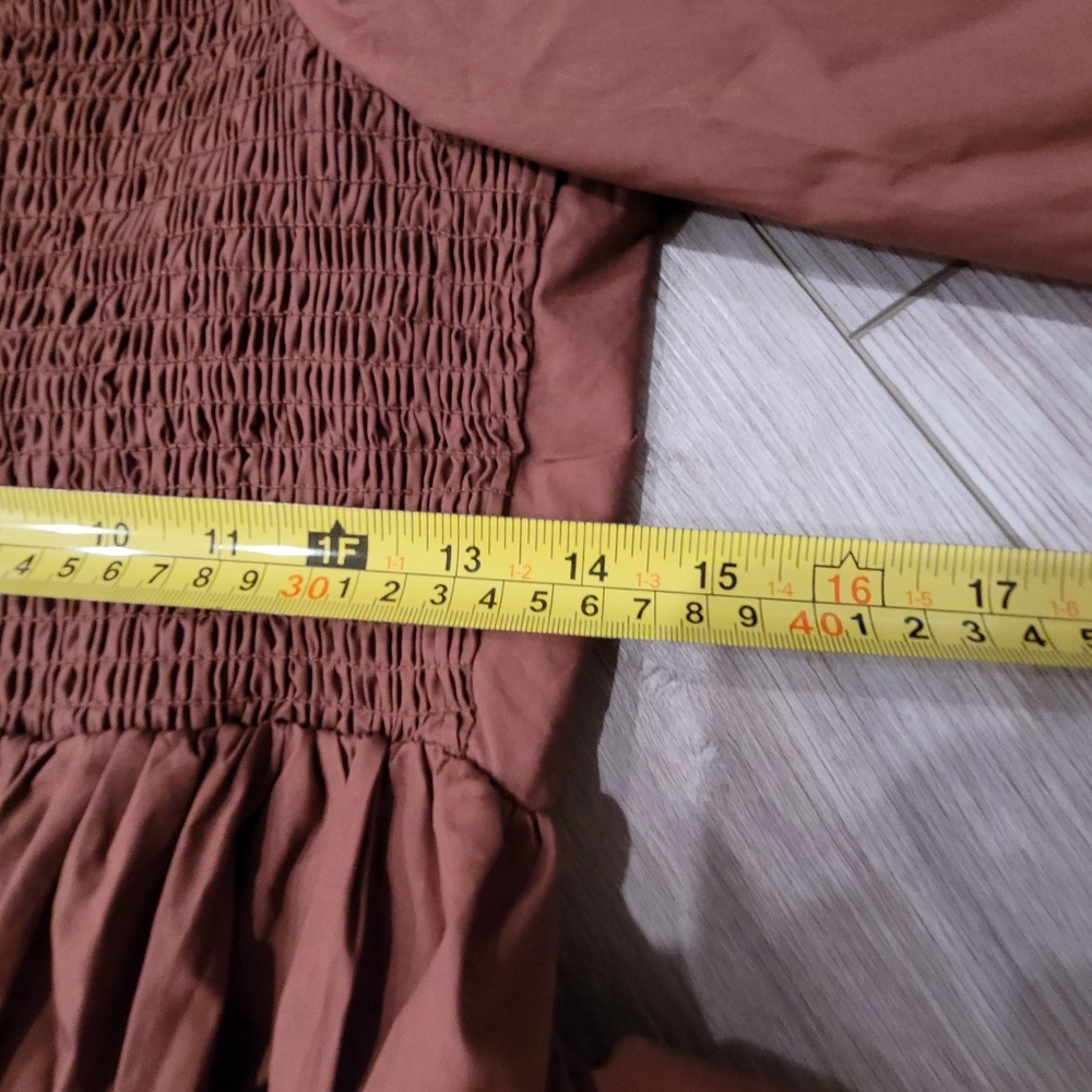 Anthropologie Rust Brown Tiered Mini Dress - Picture 15 of 15
